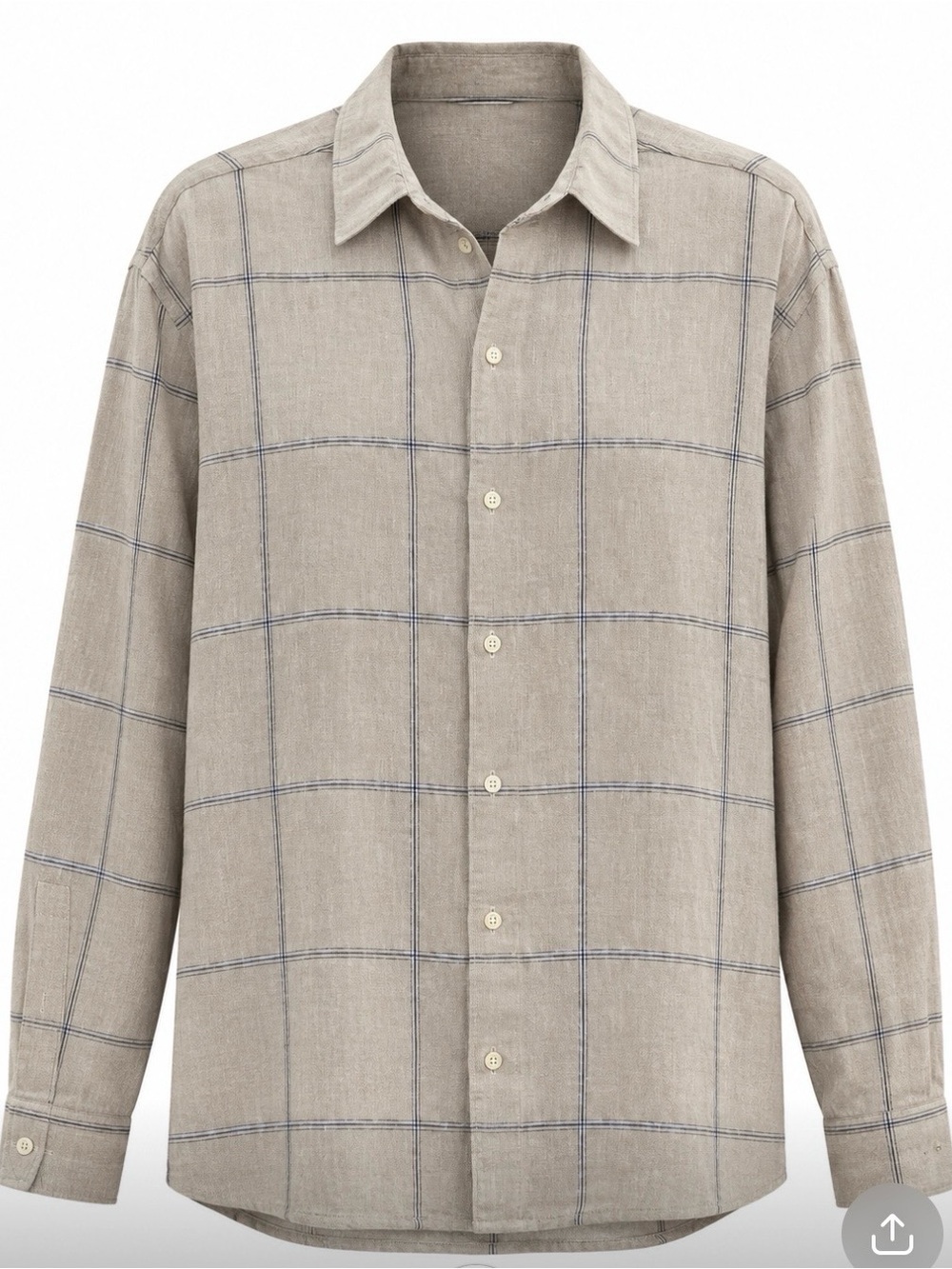 TOMMY BAHAMA RELAX 100% LINEN WINDOWPANE SHIRT LIGHT OAT SIZE XL